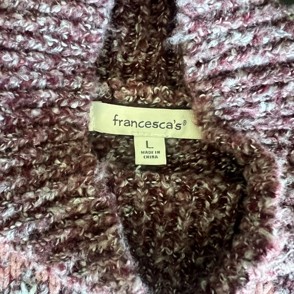 Francesca's Collections Maroon and Pink Cowl Sweater Size Large - Picture 5 of 9